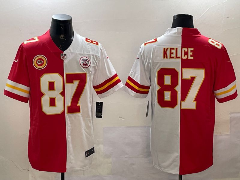 Men Kansas City Chiefs #87 Kelce White red 2025 Nike Vapor Limited NFL Jersey style 1
